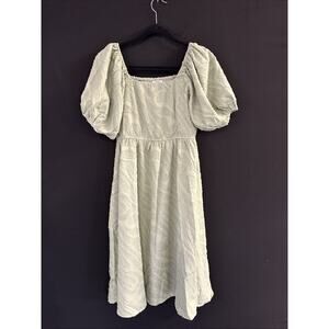 Indie & Co Pastel Green A-Line Puff Sleeve Dress M Cottagecore Knee length Dress